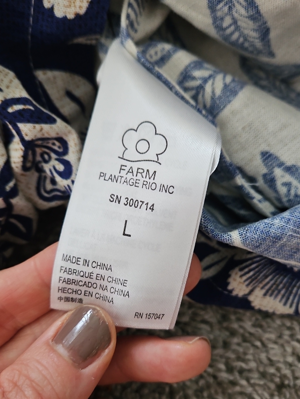 Nwt Farm Rio Blue and White Floral Tie-Waist Romper L - Picture 10 of 12